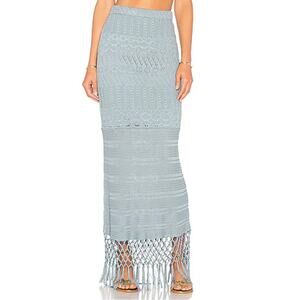 REVOLVE x House of Harlow Crochet Maxi Sandra Skirt M Dusty Blue Boho Festival